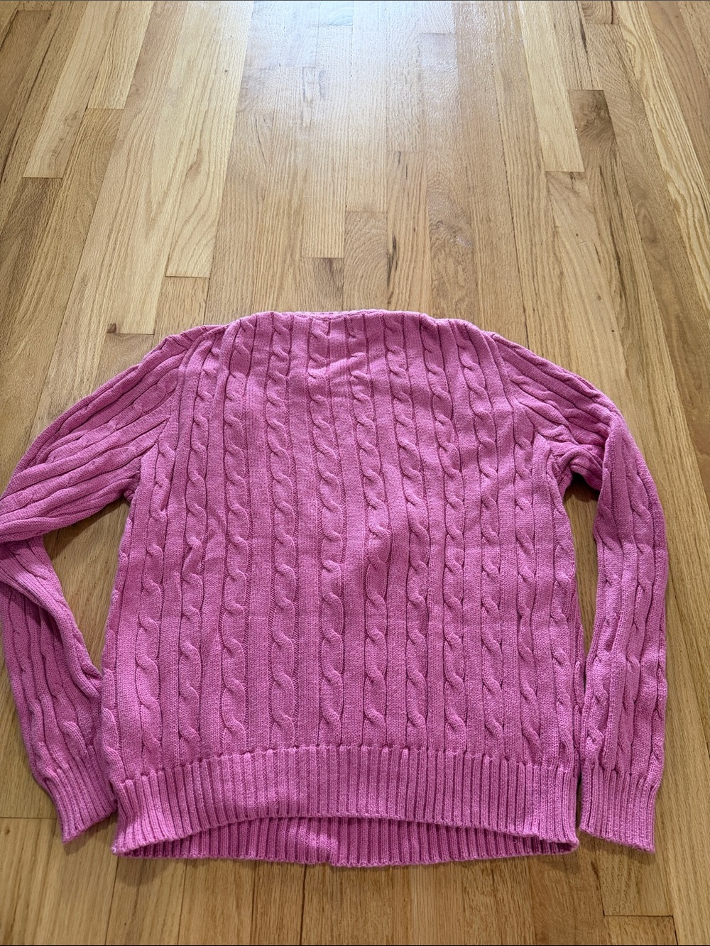 Polo Ralph Lauren Pink Cableknit Cotton Crewneck Sweater Sz L - Picture 7 of 7